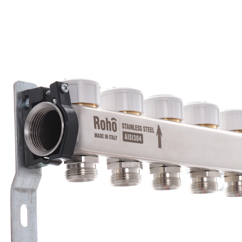 Колектор з витратомірами та термостатичними клапанами з байпасом Roho R814-04 - 1"х 4 вих. (RO0047) - 2