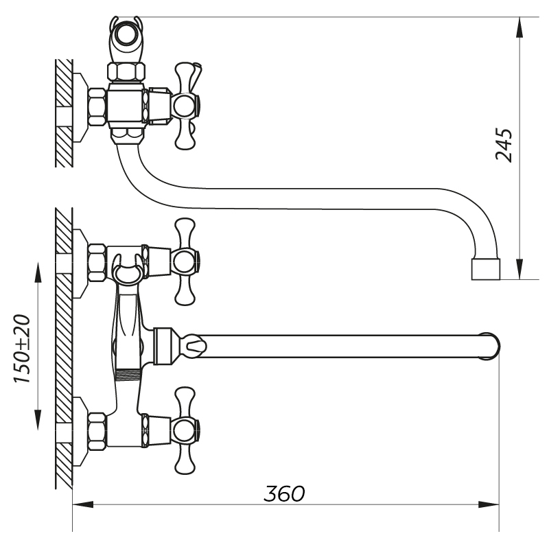 Смеситель для ванны ZERIX DFR-A 722 с полнооборотной кран буксой (ZX2959)
