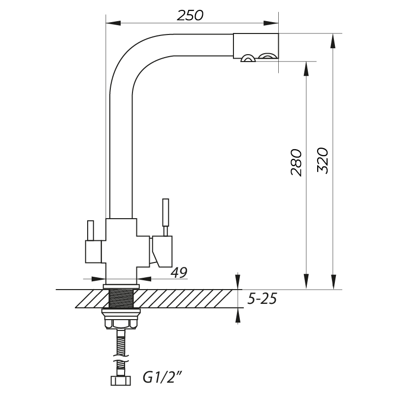 Змішувач для кухні ZERIX LR4055-3 з виходом для питної води (ZX2723) - 3
