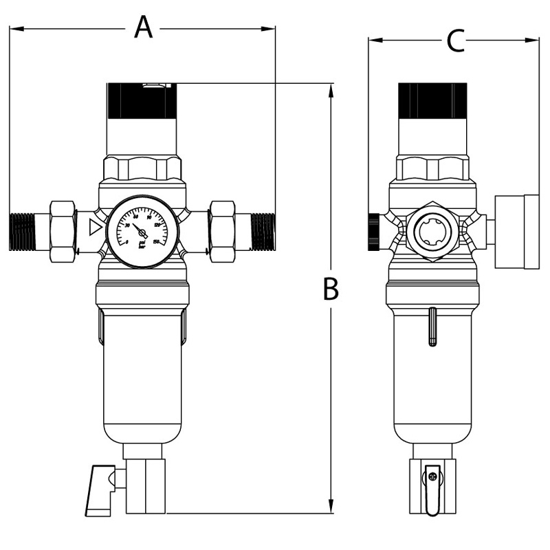 Фільтр самоочисний з редуктором тиску та манометром Koer KR.1242 - 3/4" (KR3188) - 1
