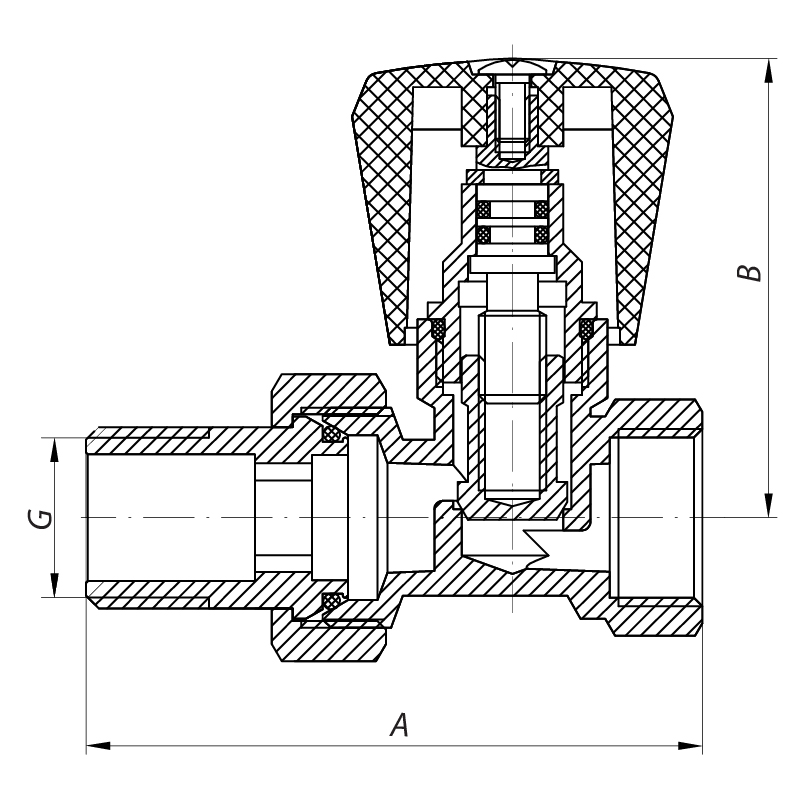 Вентиль радиаторный (хромированный) 1/2x1/2 (KOER KR.903.CHR.W) (KR2823)