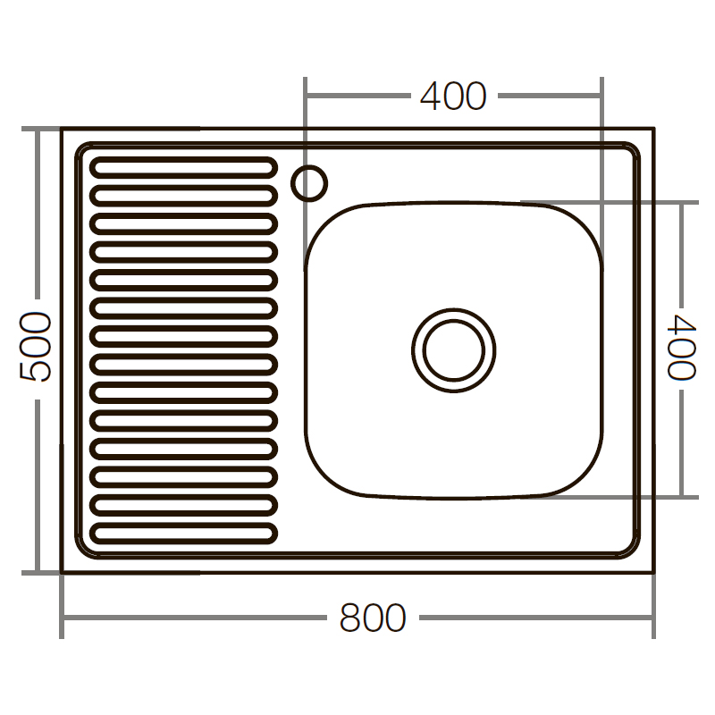 Кухонна мийка накладна ZERIX Z8050R-06-160E (satin) (ZX1613) - 2