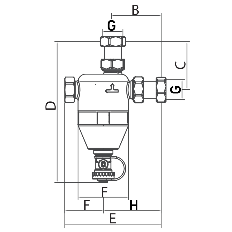 Сепаратор шлама с магнитом для котла Roho R680-075W - 3/4" (белый) (RO0158) - 1