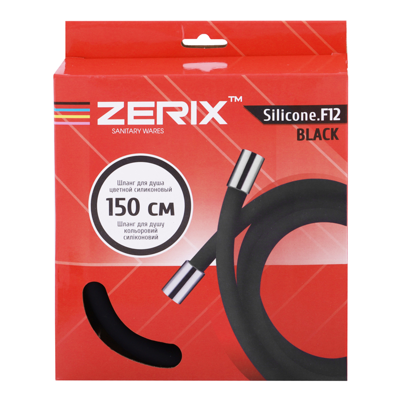 Шланг силіконовий ZERIX F12 Black (150 см) (ZX2998) - 1