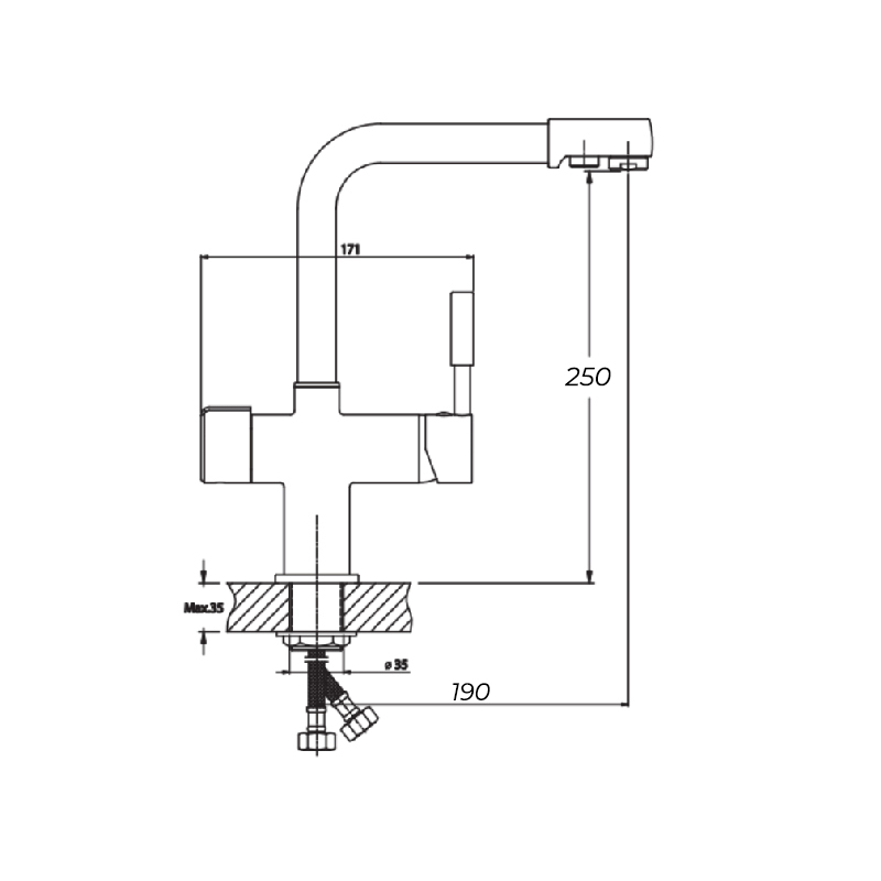 Змішувач для кухні Haiba HANS 021 з вих. для питної води (колір - нерж сталь) (HB0817) - 1